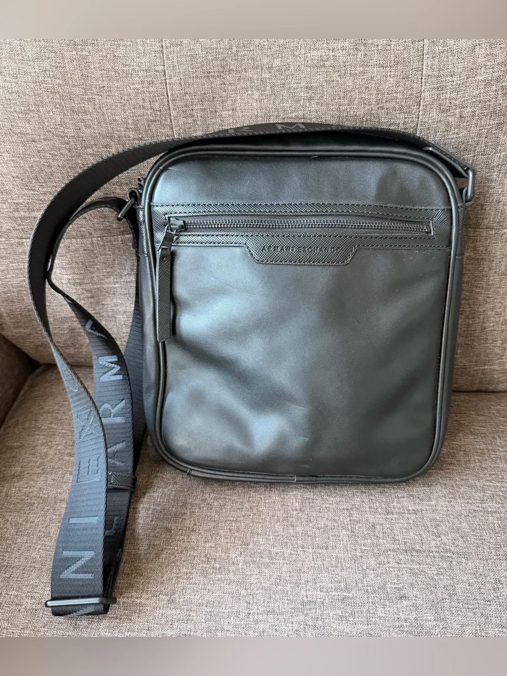 A/X Armani Exchange Black Genuine Leather Crossbody Bag Men